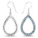 4.32 Carat Genuine London Blue Topaz .925 Sterling Silver Earrings