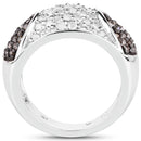 0.94 Carat Genuine Champagne Diamond and White Diamond .925 Sterling Silver Ring