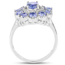 1.77 Carat Genuine Tanzanite and White Topaz .925 Sterling Silver Ring