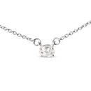 14K White Gold 1/4 Cttw Lab Grown Oval Solitaire Diamond East West 18" Pendant Necklace (G-H Color, VS2-SI1 Clarity)