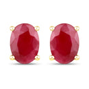 1.70 Carat Genuine Ruby 14K Yellow Gold Earrings