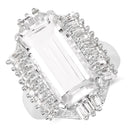 9.77 Carat Genuine Crystal Quartz & White Topaz .925 Sterling Silver Ring