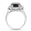 5.80 Carat Genuine Smoky Quartz & White Topaz .925 Sterling Silver Ring
