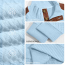 Cross-border Men's American Textured Jacquard Collared Knit Sweater With Shoulder Patchwork Loose Long-sleeve Pullover Sweatshirt