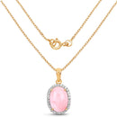 14K Yellow Gold Plated 11.75 Carat Genuine Opal Pink and White Topaz .925 Sterling Silver Pendant