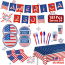 4th of July Party Supplies Set for 24 Guests - 181 Pieces