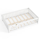 Montessori Floor Bed with Safety Guardrails and Lockable Door
