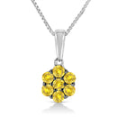 .925 Sterling Silver 1/2 Cttw Prong Set Treated Green Diamond Floral Cluster 18" Pendant Necklace (Green Color, I1-I2 Clarity)