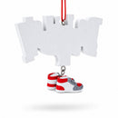 Basketball Word with Shoe and Hoop Resin Christmas Ornament