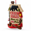 Cabin Rules There Are No Rules Black Bear Canoe Resin Christmas Ornament