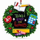 A+ Teacher Wreath Picture Frame Resin Christmas Ornament