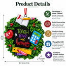 A+ Teacher Wreath Picture Frame Resin Christmas Ornament