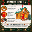 Winter Log Cabin Pine Tree And Antlers Resin Christmas Ornament