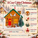 Winter Log Cabin Pine Tree And Antlers Resin Christmas Ornament