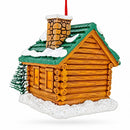 Winter Log Cabin Pine Tree And Antlers Resin Christmas Ornament