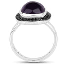 5.25 Carat Genuine Amethyst & Black Spinel .925 Sterling Silver Ring