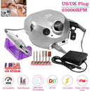 Acrylic Nail Drill Machine 25000RPM Electric Handpiece Glazing w/6 Bits Cuticle Grinder Manicure Pedicure Polishing File Kit for Nail Art