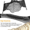 Trunk Cargo Net Stretchable Universal Elastic Truck Net Rear Seat Trunk Storage Organizer Net with Fasteners and Hardware Flexible Nylon Car Storage M