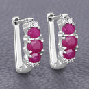 1.66 Carat Genuine Ruby and White Topaz .925 Sterling Silver Earrings