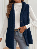Button-Down Sherpa Hooded Vest Coat