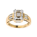 10K Yellow Gold 1/2 Cttw Diamond Composite and Halo Ring (H-I Color, SI1-SI2 Clarity) - Ring Size 7