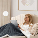 Electric Heated Blanket Throw Reversible Flannel and Sherpa Blanket