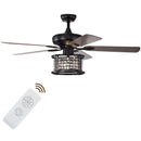 52 Inch 3-Speed Crystal Ceiling Fan Light with Remote Control-Black