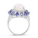 4.25 Carat Genuine Opal, Tanzanite & White Topaz .925 Sterling Silver Ring