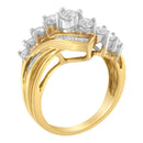 10K Two-Toned Diamond Bypass Ring (1 Cttw, H-I Color, SI2-I1 Clarity) - Size 6-1/2