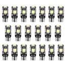 20Pcs T10 SMD5050 LED Light Bulbs 6000K Wedge Light Lamps Dome Map License Plate Car Interior Festoon Lights Kits