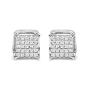 10K White Gold 1/2 Cttw Princess Cut Diamond Square Shaped Multi Stone Stud Earrings (H-I Color, SI1-SI2 Clarity)