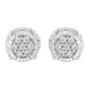 .925 Sterling Silver 1/3 cttw Round-cut Diamond Floral Stud Earring (I-J Clarity, I3 Color)