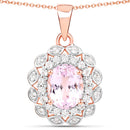 4.26 Carat Genuine Kunzite and White Topaz .925 Sterling Silver Pendant