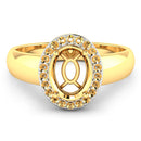 0.22 Carat Genuine White Diamond 14K Yellow Gold Semi Mount Ring - holds 9x7mm Oval Gemstone