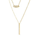 14K Yellow Gold 3/8 Cttw Two-Strand Marquise and Bar Charm Paper Clip Link Pendant Necklace (I-J Color, I1-I2 Clarity) -18" and 20" Inch Lengths
