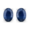 1.90 Carat Genuine Blue Sapphire 14K White Gold Earrings
