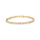 10k Yellow Gold 1/3 Cttw Diamond 3 Stone and X-Link Bracelet (I-J Color, I1-I2 Clarity) - 7.50" Inches