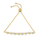 10K Yellow Gold over .925 Sterling Silver 1/10 Cttw Diamond Heart and X-Link 6â€-9†Adjustable Bolo Bracelet (H-I Color, I2-I3 Clarity)