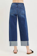 RISEN Full Size Slouchy Crop Barrel Cuffed Jeans Plus Size