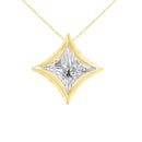 10K White Gold 1/10 Cttw Bezel Set Solitaire Princess Cut Diamond Kite Shaped Pendent Necklace - 18" Inches