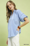 Umgee Lace Trim Peasant Top