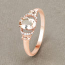 0.75 Carat Genuine Morganite and White Diamond 14K Rose Gold Ring