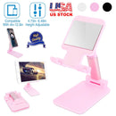 Foldable Desktop Phone Stand Angle Height Adjustable Tablet Holder Cradle Dock w/ Mirror Fit For 4-12.9in Device