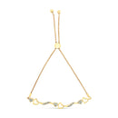 14K Yellow Gold Plated .925 Sterling Silver Diamond Accent Heart and Wave Link Bolo Bracelet (I-J Color, I2-I3 Clarity) - 6" to 9" Adjustable