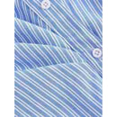 Womens Blue And White Vertical-striped Asymmetrical Long-sleeve Shirt