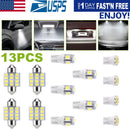 13Pcs T10 31mm Festoon LED Light Bulb Interior Dome Map LED Lights License Plate Trunk Side Positioning Lights 6000K White