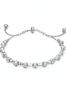Inc Silver-Tone Crystal Beaded Slider Bracelet
