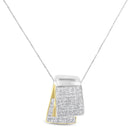 14K White and Yellow Gold 2.0 Cttw Princess Cut Diamond Two Tone Foldover Box Pendant 18†Box Chain Necklace (H-I Color, SI1-SI2 Clarity)