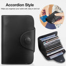 Credit Card Holder Wallet PU Leather Snap Closure Purse Accordion Case with 12 Pcs Card Slots