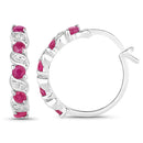1.38 Carat Genuine Ruby and White Topaz .925 Sterling Silver Earrings